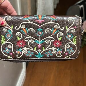 Embroidered Brown Women's Bag